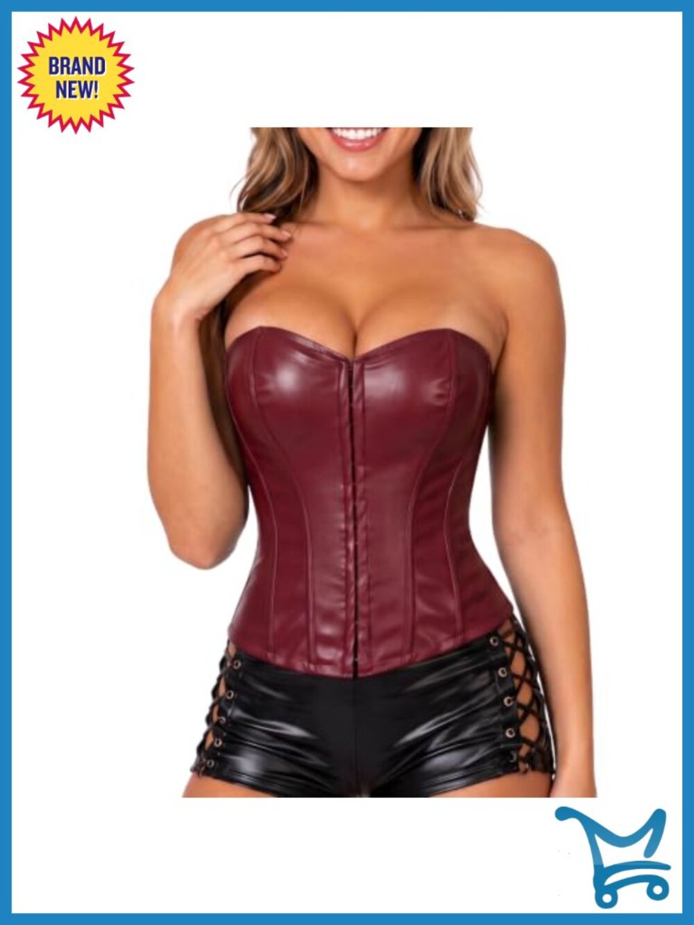Faux Leather Corset Top Strapless Bustier Steampunk Cosplay Clubwear